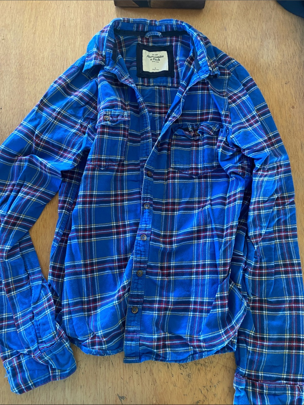 Abercrombie & Fitch Blue Plaid Flannel Shirt - womens